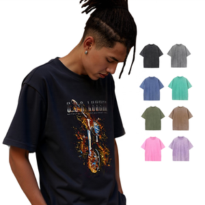 SSC unisexe t-shirt coton 320g Pigment lavage rétro régulier col rond travail séchage rapide avec Logo personnalisé en vrac t-shirt décontracté pour hommes - Product Image 1