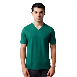 Nouvel Arrivage T-shirt Homme Col V Manches Courtes Décontracté Basique pour Printemps-Été Logo Personnalisé OEM Fabricant de Vêtements en Gros - Product Image 1