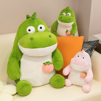 Peluche Dinosaure Assis Adorable, Jouet en Peluche Doux, Poupée Dinosaure avec Fraise, Peluches Animaux Mignons pour Enfants, Décoration Canapé et Chambre