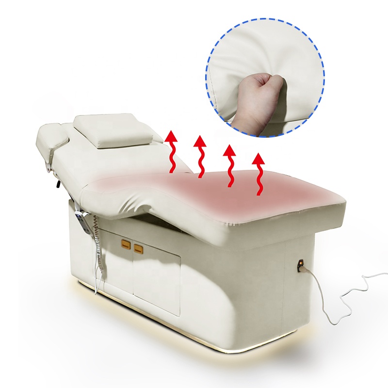 Cama elétrica de tratamento do salão de beleza, spa, cama com 2 motor, armário de madeira, mesa de massagem médica, cama elétrica