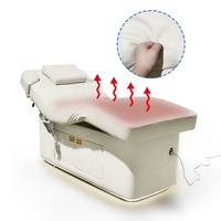 Lit de Traitement de Beauté Électrique Chauffant pour Spa et Salon, Meuble en Bois à 2 Moteurs, Table de Massage Médicale Électrique