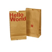 Sac en papier kraft OEM personnalisé avec logo, fond carré marron, en matériaux recyclés, pour emballage alimentaire de restaurants, pains, sushis, qualité alimentaire