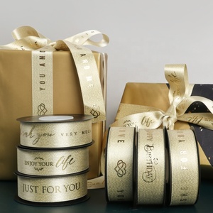 Ribest oro Purl dorado cinta de impresión de logotipo solo para rollo de fiesta de la boda inicio Decoración - Product Image 4