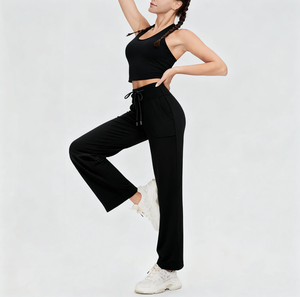 Premium Women's Autumn Yoga 2-Piece Set Breathable Lightweight <b>Bra</b> High-Waist Straight Leggings XL Waterproof Gym Running - Product Image 4