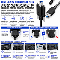 Kabel USB 3.0 Panel Mount Tipe B LUNG KAY OEM dengan Pengunci Sekrup Ganda 5Gbps Kabel Data Kecepatan Tinggi Kelas Industri