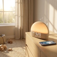 Réveil intelligent avec thérapie du sommeil, machine à bruit blanc, lumière de réveil, 30 sons non répétitifs, lumière d'ambiance RVB
