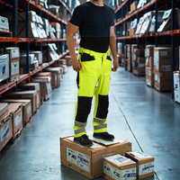 Pantalones DE TRABAJO reflectantes amarillos de alta visibilidad para hombres, ropa de trabajo de carga de seguridad de construcción de poliéster con funda, suministro de fábrica