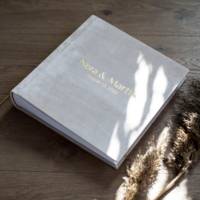 Album photo en tissu velours doux et fin, personnalisé pour un anniversaire de mariage, taille personnalisée, couleur unie, lettrage doré à chaud