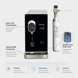 Mini Refrigeratore d'<span class=keywords><strong>Acqua</strong></span> <span class=keywords><strong>Frizzante</strong></span> da Tavolo con Display LED della Temperatura, 180W Raffreddamento Rapido e Dispenser di <span class=keywords><strong>Acqua</strong></span> Gassata per Casa e Ufficio - Product Image 2