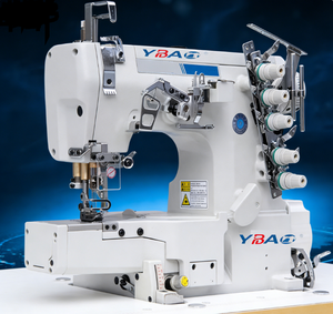 Nouvelle machine à coudre plate industrielle YL-600D à grande vitesse, informatisée, à entraînement direct, 3 aiguilles, 5 fils, avec coupe-fil automatique et moteur - Product Image 2