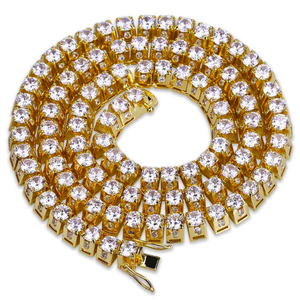 Hiphop or échelle Trapèze diamant cz chaîne de tennis pour hommes collier - Product Image 1