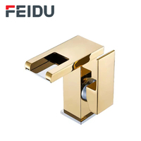 Robinet mélangeur de lavabo moderne FEIDU en laiton à trou unique avec LED et cascade à 3 couleurs changeantes pour projets résidentiels et hôteliers