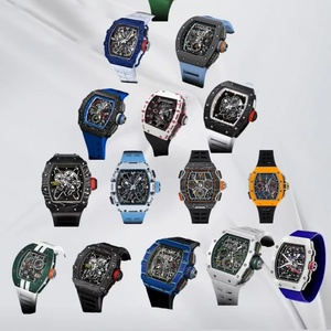 Reloj de Buceo Automático Super RM Style Square de Fibra de Carbono y Caucho, con Alarma, Movimiento Mecánico Analógico, Diseño Deportivo Hip Hop - Product Image 1