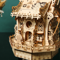 Vente en gros de modèles de maisons en bois 3D en forme de moulin à vent de Noël, puzzles en bois 3D à faire soi-même pour adultes, kit de décoration de Noël à assembler