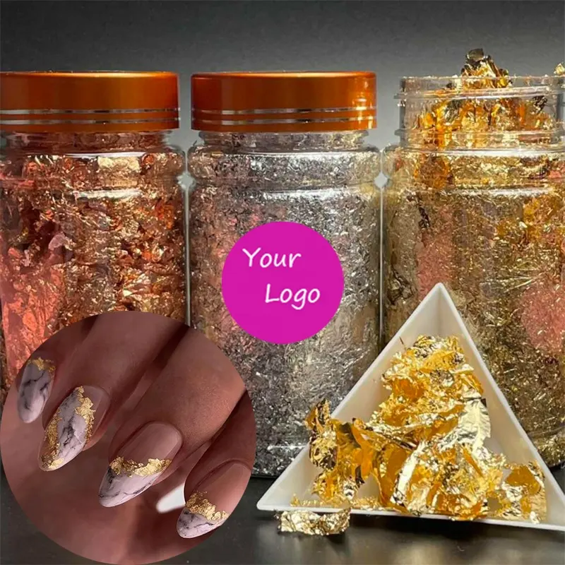 Gold Leaf Gold Silver Confetti DIY Nail Art Painting Material Decorating Party Supplies Bottle Packing Foil Paper Nail Foil
