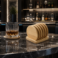 Sous-verres en bambou personnalisés en gros, design classique, bords arrondis, respectueux de l'environnement, pour table