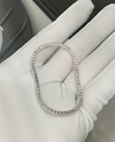 Pulsera de Oro Blanco de 18K con Diamantes Cultivados en Laboratorio, Incrustaciones Completas, Textura de Barra de Caramelo, Suministro Directo de Fábrica de Alta Gama