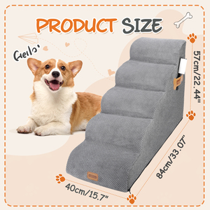 Nobleza di lusso in schiuma a 5 passi rampa per cani accessorio per animali con rullo per pelucchi scala modello animale letto in tessuto per gatti - Product Image 2