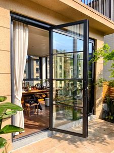 Sistema de Puertas Plegables Verticales Dobles <span class=keywords><strong>Tipo</strong></span> Acordeón, Diseño Impermeable, Vidrio Plegable, Puertas Modernas de Aluminio - Product Image 4