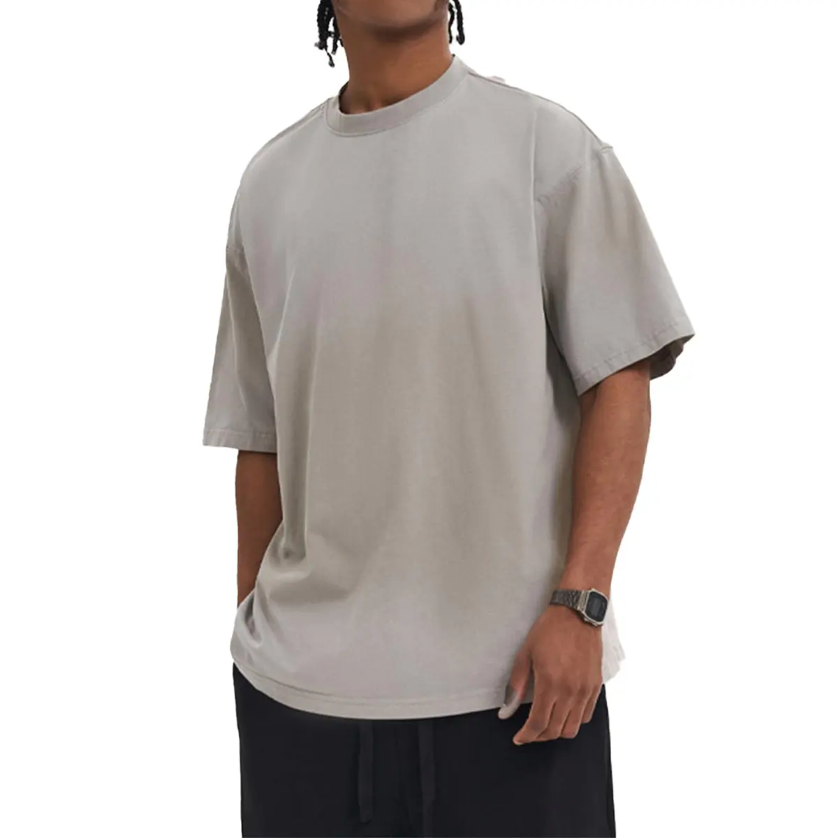 Hoge Kwaliteit Heren Gevallen Mouw T-Shirt Losse Luxe Drop Shoulder Tshirt Custom Logo Oversized T-Shirt