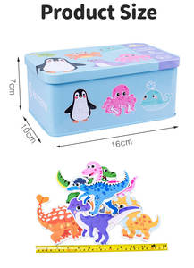 Niños <span class=keywords><strong>6</strong></span> en <span class=keywords><strong>1</strong></span> caja de hierro grande Animal de dibujos animados 3D rompecabezas juego de mesa madera DIY juguetes educativos para edades tempranas para niños niñas - Product Image 5
