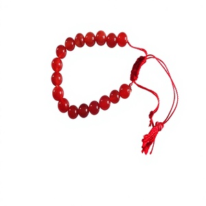 Bracelet réglable en cornaline rouge de 8 mm en pierre semi-précieuse pierre naturelle avec cordon en coton conçu pour le style et le confort - Product Image 1