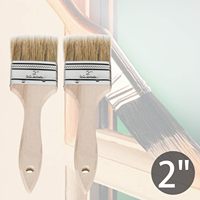 Lot de 4 pinceaux plats pour la maison, poils naturels, manche en bois, 0,5 pouce, 1 pouce, 1,5 pouce, 2 pouces