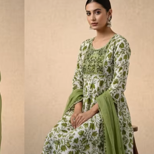 Nouvel ensemble 3 pièces pour femme, best-seller, magnifique travail artisanal, vêtements ethniques en rayonne pour les fêtes, avec des matériaux recyclés, toutes saisons - Product Image 1