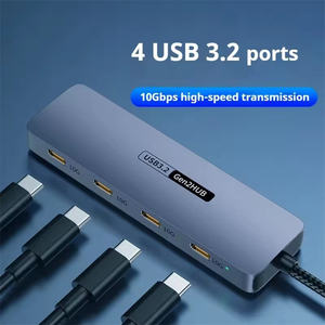 USB C HUB ประเภท C ถึง4 USB 2.0อะแดปเตอร์สำหรับ Macbook <span class=keywords><strong>Pro</strong></span> โทรศัพท์มือถือแล็ปท็อป - Product Image 3