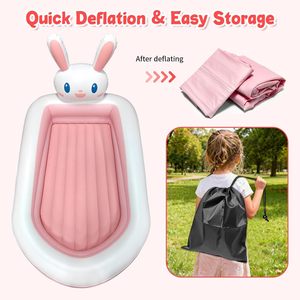 Bunny Shaped Kids <b>Inflatable</b> Travel Bed with Safety Rails for Toddlers Camping Home - Product Image 6