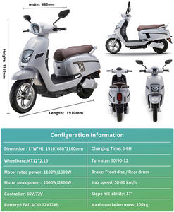 CKD SKD 12 pouces Pneu 1100W/1300W 60 km/h Vitesse Max Pédale Moto Électrique Cyclomoteur Fabriqué en Chine - Product Image 3