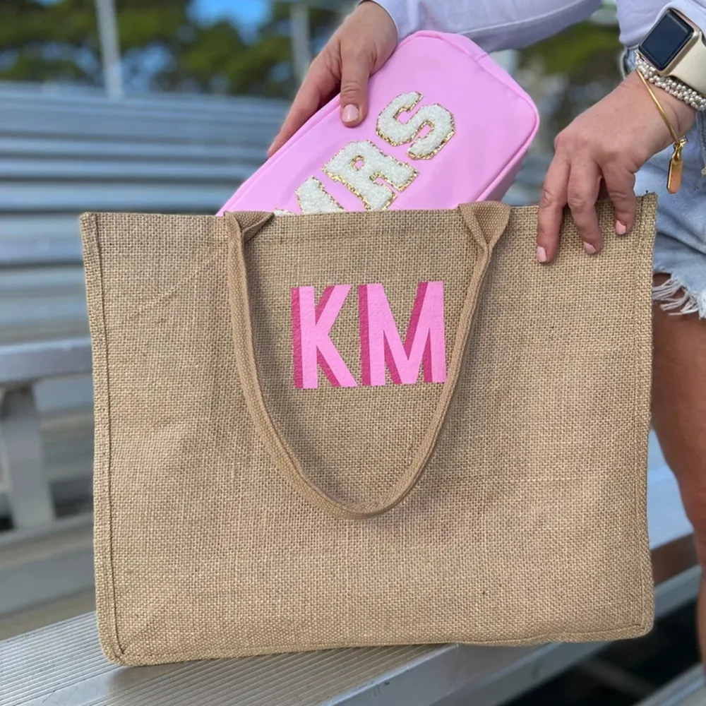 High quality beach large handmade tote jute gunny bag with custom logo