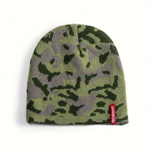 Custom Order Outdoor Street Style Acrylic Camouflage Jacquard <b>Leaf</b> Knitted Beanie Hat - Product Image 4