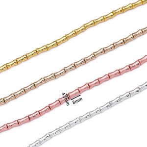 <b>Metal</b> Bamboo Joint Beads Gold Rose Gold Silver Plated Chain Loose Beads For <b>Bracelet</b> Making DIY Jewelry Accessories - Product Image 2