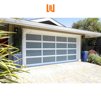 Portes de garage modernes automatiques sectionnelles en aluminium Portes de garage en verre trempé dépoli avec cadre en aluminium