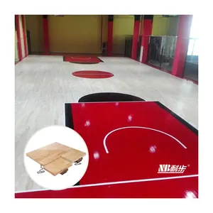 2024 nouvelle mode érable mat vernis plancher en bois massif composants de système de fixation portables pour les arènes de basket-ball intérieures