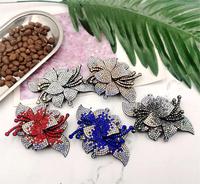 LS665 perceuse à chaud perlée faite à la main applique multicolore vêtements accessoires strass applique patch lotus tridimensionnel