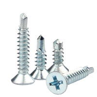 Vis autoperceuses à tête fraisée plate à embase cruciforme Phillips en acier au carbone Q235 zingué bleu-blanc pour meubles et construction
