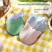 Gamelle pliable pour chien en silicone, double bol de voyage pliable pour l'alimentation lente, plat pour nourriture et eau pour animaux de compagnie, camping et randonnée en extérieur