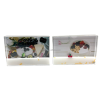 Cadre photo liquide éco-responsable haute transparence avec design flottant 3D Cœur de Saint-Valentin Requin Cerise, cadeau de décoration de Noël pour la maison
