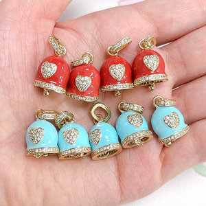 CH-LHP2320 hợp thời trang màu men giáng sinh chuông Mặt dây chuyền CZ giáng sinh chuông Mặt dây chuyền men trắng/hồng tim quyến rũ bán buôn - Product Image 2