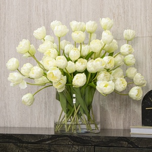 Flores de Tulipán Artificiales Hechas a Mano de Alta Calidad con Florero de Vidrio <span class=keywords><strong>para</strong></span> Decoración del Hogar en Bodas y Día de San Valentín OEM/ODM - Product Image 1