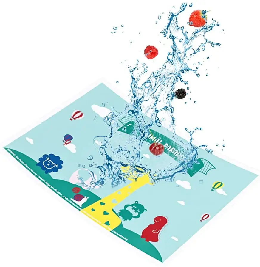 حصيرة طاولة للأطفال حصيرة بلاستيكية مطبوعة مخصصة تستعمل لمرة واحدة مقاومة للماء PE مستطيلة عصرية من ورق الكرتون
