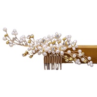 Diadème pour femmes, bijoux, or clair, accessoire de mariage, accessoires de mariée, peigne à cheveux en strass et perles