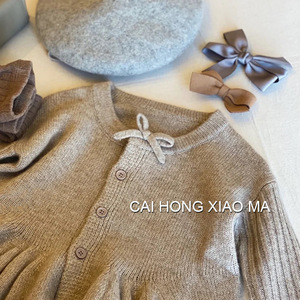 Girls Knitted Cardigan Thickening Solid Color Cotton Sweater With Label For Kids Autumn Spring Wear - Product Image 3