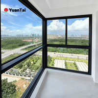 Ventana Corredera de Seis Vías de Aleación de Aluminio Moderna Yuantai con Vidrio Templado Hueco Insonorizado para Uso Interior y Exterior en Villas