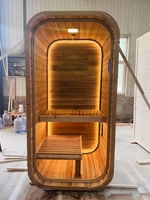 Sauna extérieur en bois massif de style moderne 2025, design cubique, le moins cher, traditionnel, pour 1 personne
