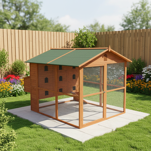 SDB008 Volière à oiseaux de grande taille en bois de sapin durable de haute qualité pour l'extérieur, 9 cages pour perroquets, cage à oiseaux avec filet, toit imperméable - Product Image 2