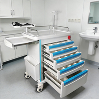 Carrito de Emergencia con Cajones y Soporte para Suero para RCP, Estante para Desfibrilador, Diseño de Amplificador de Flujo Natural
