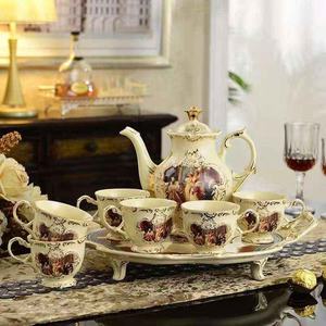 Juego de Té y Café de Porcelana para Decoración del Hogar, Estilo Europeo, 8 Piezas, Tetera de Cerámica Europea, Color Personalizado, Gran Venta - Product Image 1